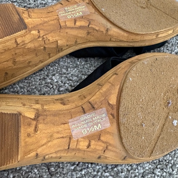 Italian Shoemakers Damiani’s Wedge Black Sandals in Sadie Made in Italy Size 9.5 - Picture 2 of 8